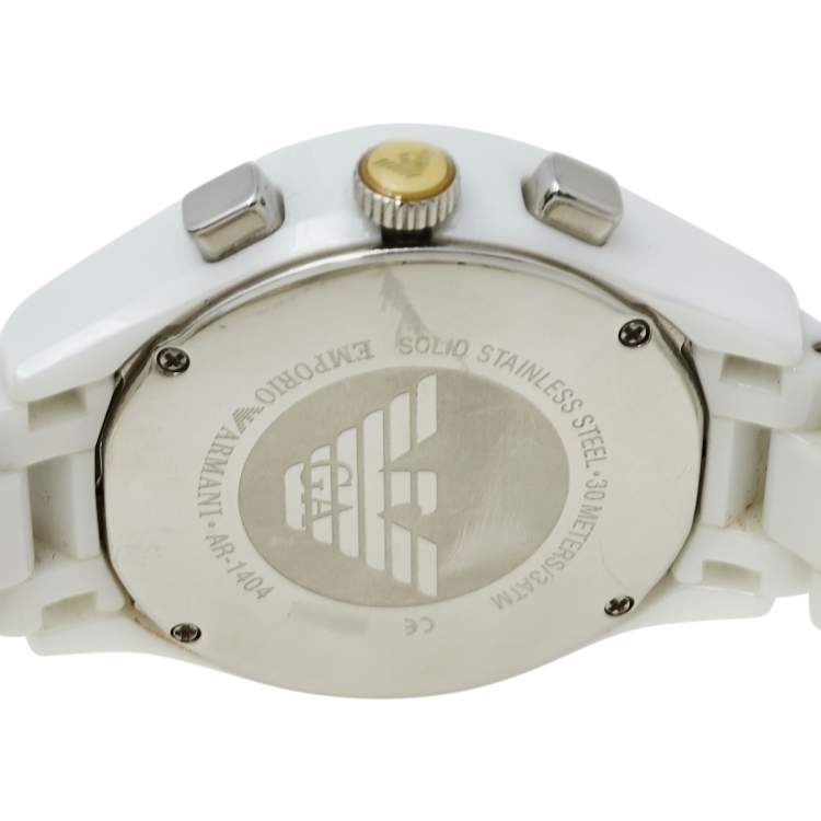 مملوكة مسبقًا Emporio Armani White Ceramic Ceramica AR1404 Women's Wristwatch 38 mm