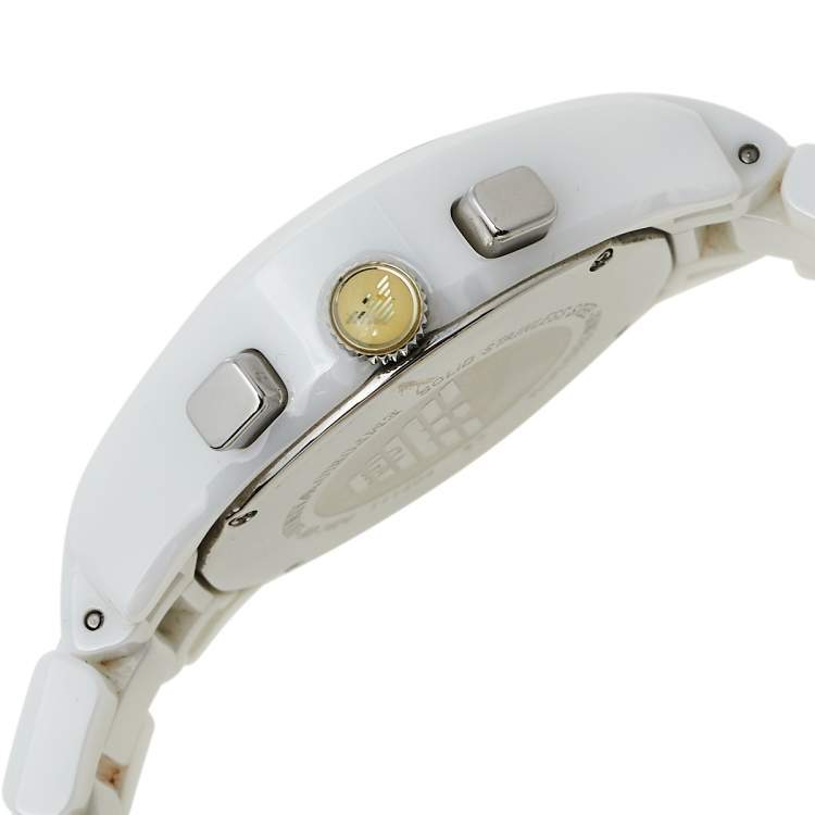 مملوكة مسبقًا Emporio Armani White Ceramic Ceramica AR1404 Women's Wristwatch 38 mm