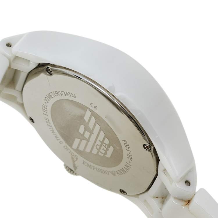 مملوكة مسبقًا Emporio Armani White Ceramic Ceramica AR1404 Women's Wristwatch 38 mm