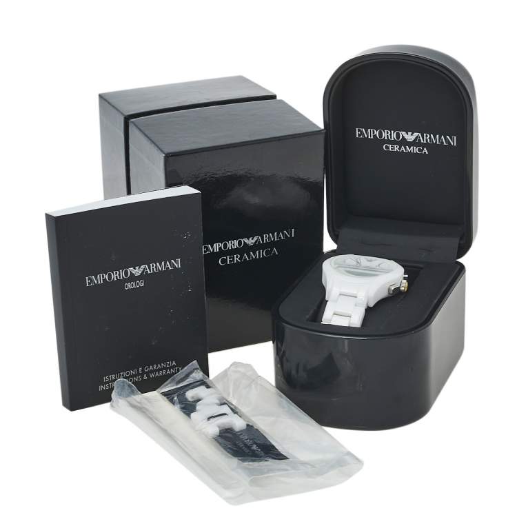 مملوكة مسبقًا Emporio Armani White Ceramic Ceramica AR1404 Women's Wristwatch 38 mm
