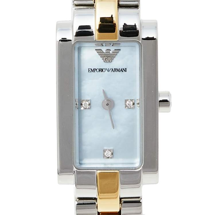 مملوكة مسبقًا Emporio Armani Blue Mother Of Pearl Stainless Steel AR3109 Women's Wristwatch 16 mm