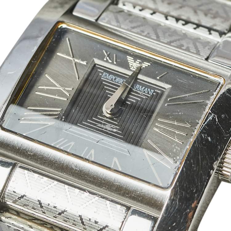 Pre Owned Emporio Armani Black Stainless Steel AR5708 Women's Wristwatch 27 mm