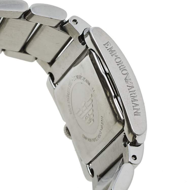 Pre Owned Emporio Armani Black Stainless Steel AR5708 Women's Wristwatch 27 mm