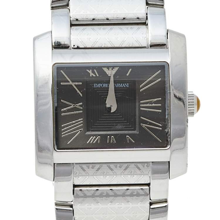Pre Owned Emporio Armani Black Stainless Steel AR5708 Women's Wristwatch 27 mm