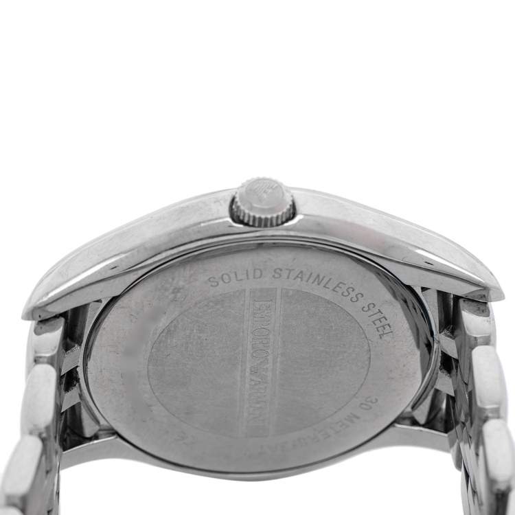 Pre Owned Emporio Armani Black Stainless Steel Classic AR1710 Women's Wristwatch 38 mm