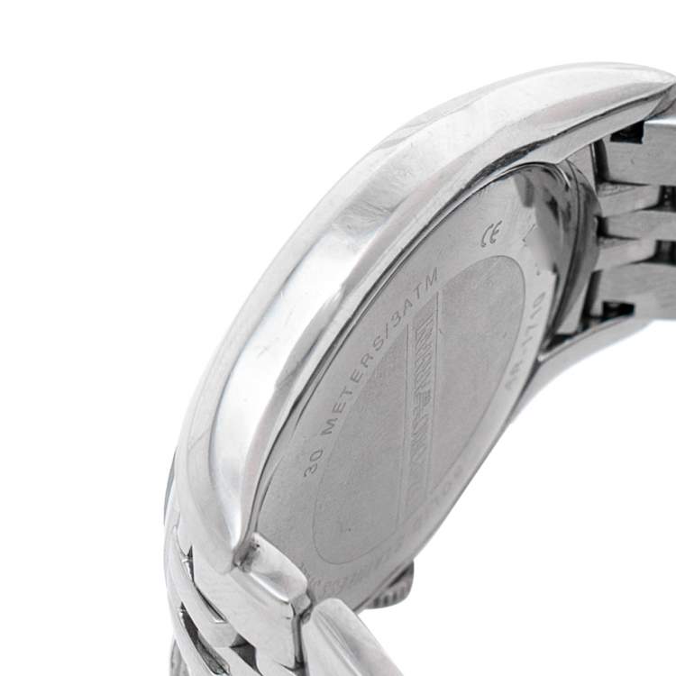 Pre Owned Emporio Armani Black Stainless Steel Classic AR1710 Women's Wristwatch 38 mm