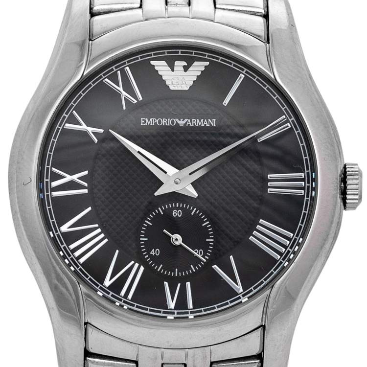 Pre Owned Emporio Armani Black Stainless Steel Classic AR1710 Women's Wristwatch 38 mm