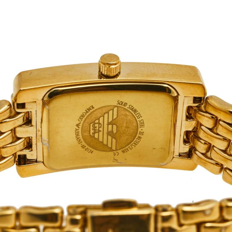 Pre Owned Emporio Armani Cream Gold Plated Stainless Steel AR0124 Women's Wristwatch 20 mm 