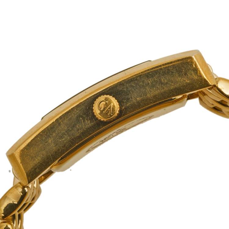 Pre Owned Emporio Armani Cream Gold Plated Stainless Steel AR0124 Women's Wristwatch 20 mm 