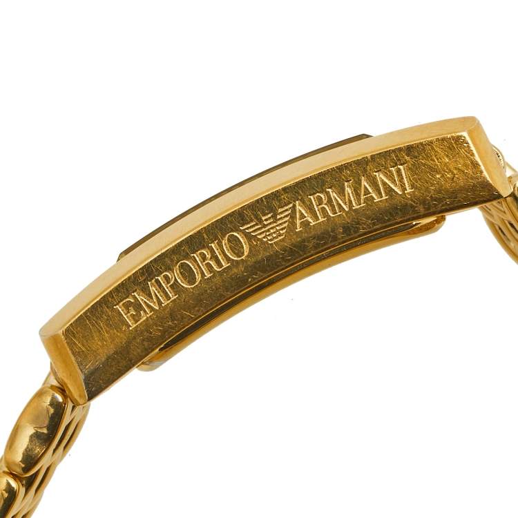 Pre Owned Emporio Armani Cream Gold Plated Stainless Steel AR0124 Women's Wristwatch 20 mm 