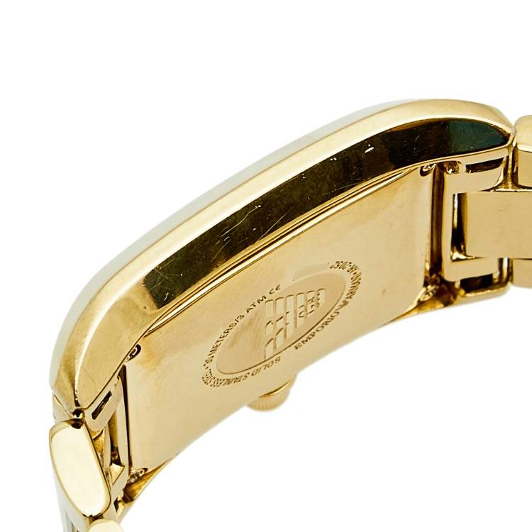 Pre Owned Emporio Armani Mother of Pearl Yellow Gold Plated Stainless Steel AR2052 Women's Wristwatch 27 mm
