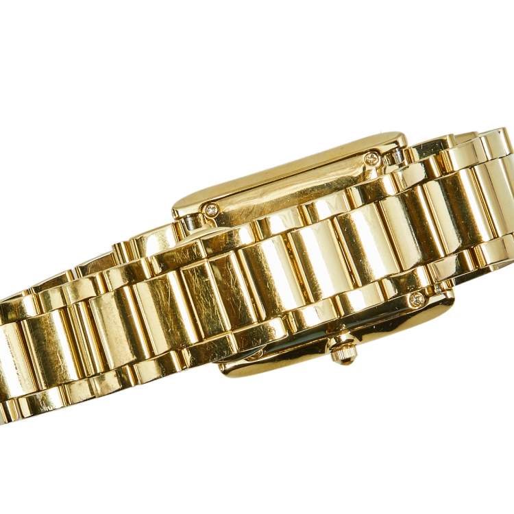 Pre Owned Emporio Armani Mother of Pearl Yellow Gold Plated Stainless Steel AR2052 Women's Wristwatch 27 mm