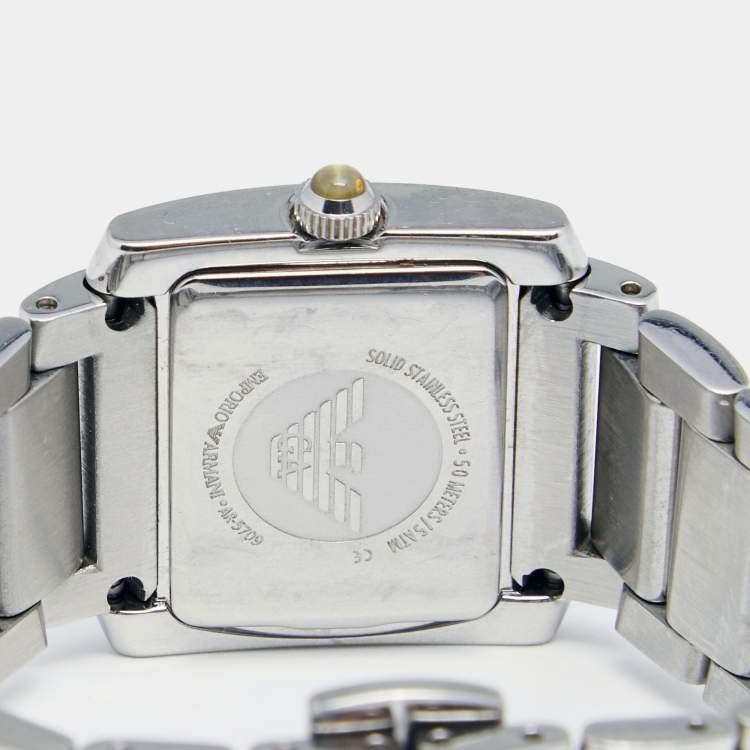 Pre Owned Emporio Armani Champagne Stainless Steel AR5709 Women's Wristwatch 27 mm