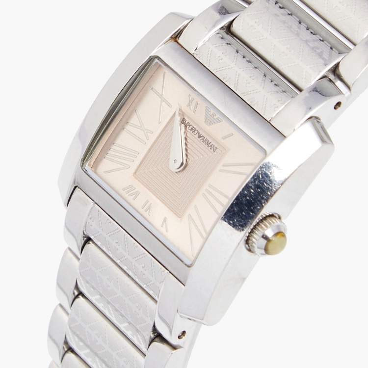 Pre Owned Emporio Armani Champagne Stainless Steel AR5709 Women's Wristwatch 27 mm