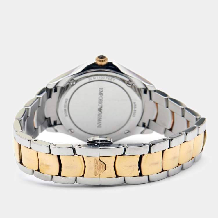 Pre Owned Emporio Armani Mother of Pearl Two Tone Stainless Steel Esedra ARS8503 Women's Wristwatch 35 mm