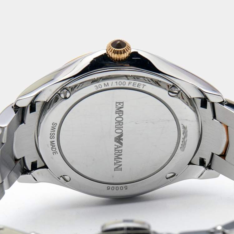Pre Owned Emporio Armani Mother of Pearl Two Tone Stainless Steel Esedra ARS8503 Women's Wristwatch 35 mm