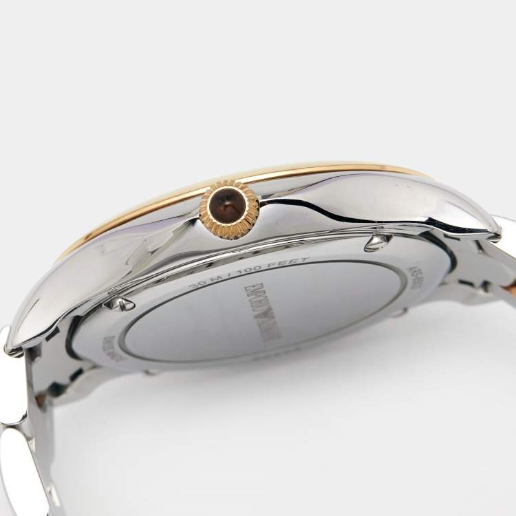 Pre Owned Emporio Armani Mother of Pearl Two Tone Stainless Steel Esedra ARS8503 Women's Wristwatch 35 mm
