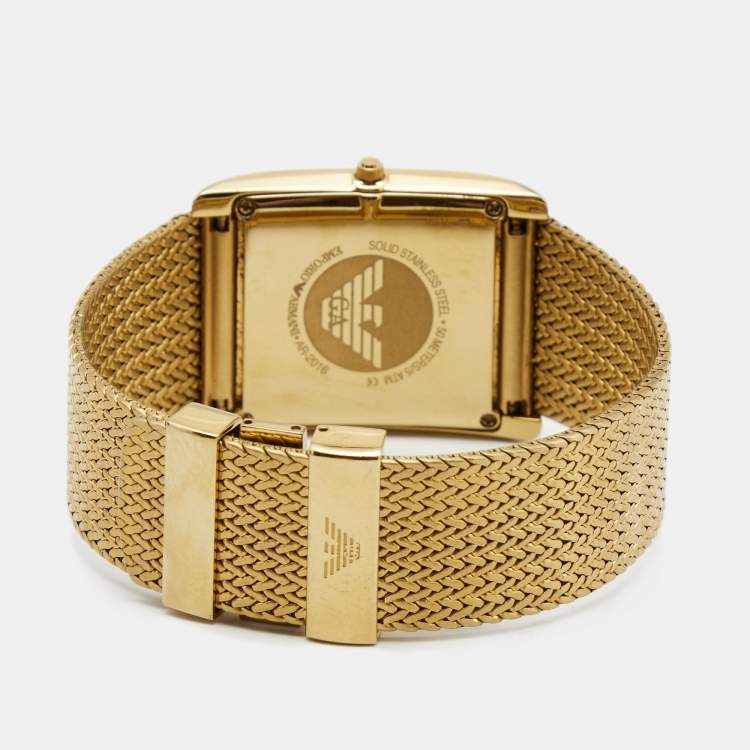 مملوكة مسبقًا Emporio Armani Mother of Pearl Gold Plated Stainless Steel AR2016 Unisex Wristwatch 31 mm