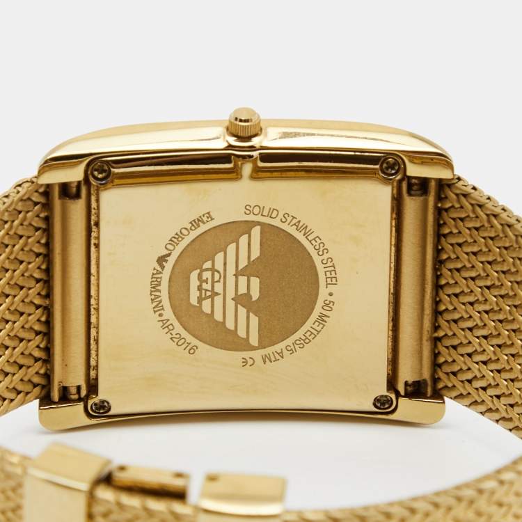 مملوكة مسبقًا Emporio Armani Mother of Pearl Gold Plated Stainless Steel AR2016 Unisex Wristwatch 31 mm
