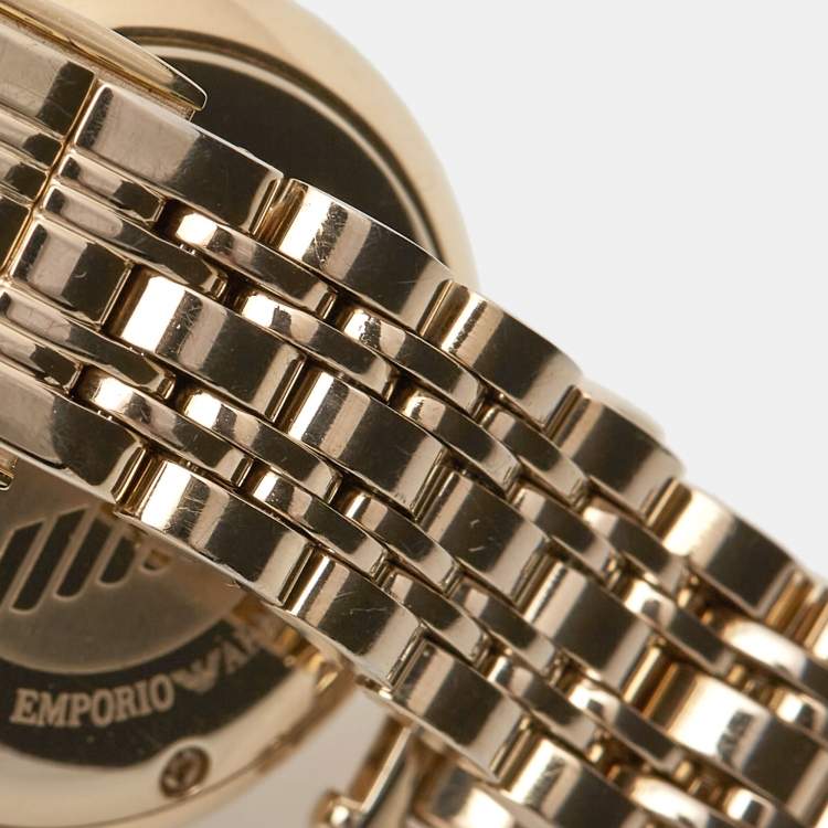 Pre Owned Emporio Armani Silver Gold Plated Stainless Steel Classic AR-1877 Women's Wristwatch 32 mm
