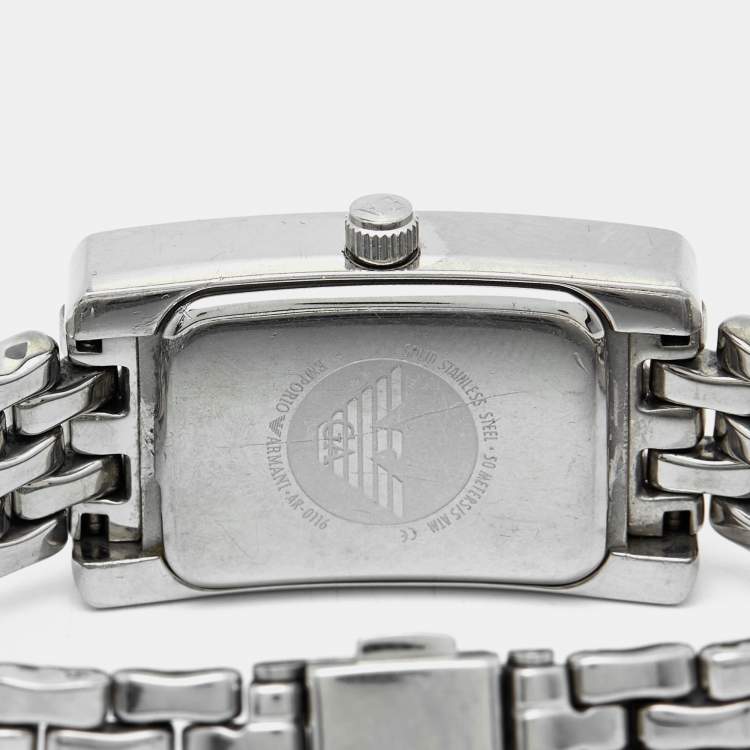 Pre Owned Emporio Armani Black Stainless Steel AR-0116 Women's Wristwatch 21 mm