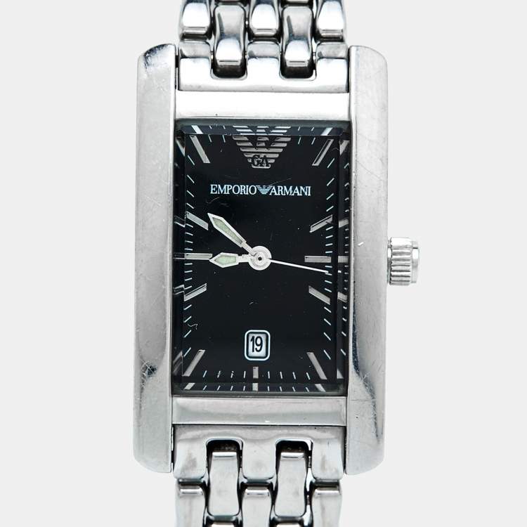 Pre Owned Emporio Armani Black Stainless Steel AR-0116 Women's Wristwatch 21 mm