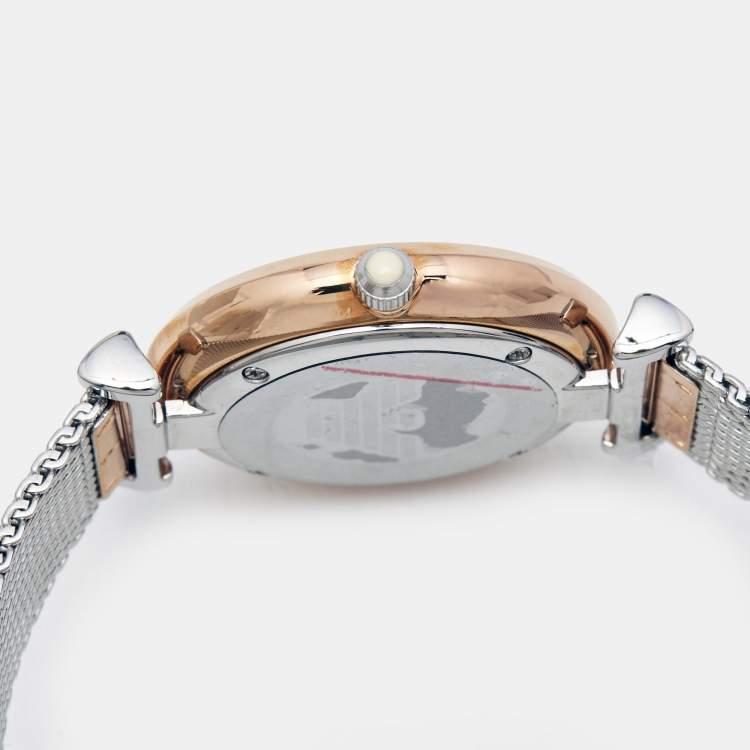 Pre Owned Emporio Armani Mother Of Pearl Two-Tone Stainless Steel AR2067 Women's Wristwatch 32 mm