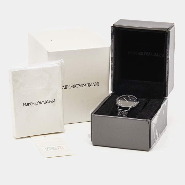 Pre Owned Emporio Armani Black PVD Coated Stainless Steel AR11252 Women's Wristwatch 32 mm