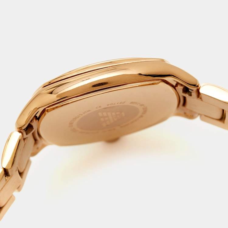 Pre Owned Emporio Armani Mother Of Pearl Gold Plated Stainless Steel AR11038 Women's Wristwatch 28 mm