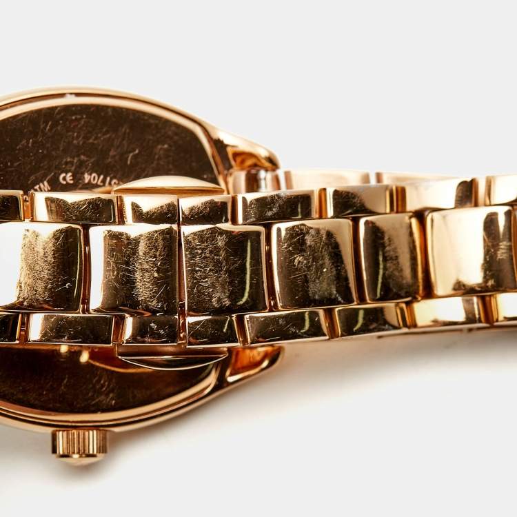 Pre Owned Emporio Armani Mother Of Pearl Gold Plated Stainless Steel AR11038 Women's Wristwatch 28 mm