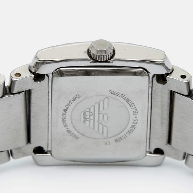 Pre Owned Emporio Armani Grey Stainless Steel AR5708 Women's Wristwatch 27 mm