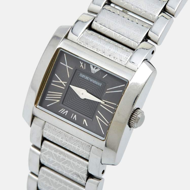 Pre Owned Emporio Armani Grey Stainless Steel AR5708 Women's Wristwatch 27 mm