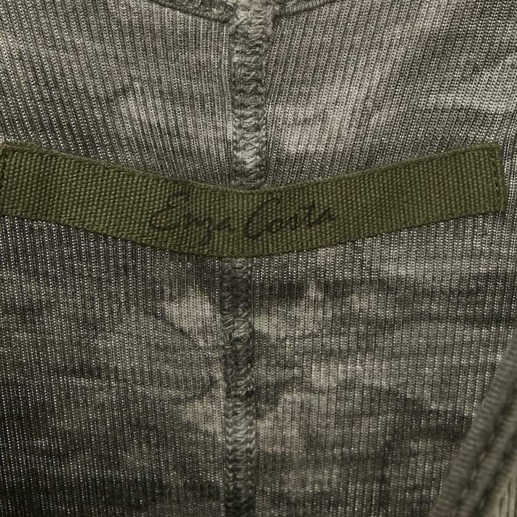 Pre Owned Enza Costa Grey Camouflage Rib Knit Midi Dress S