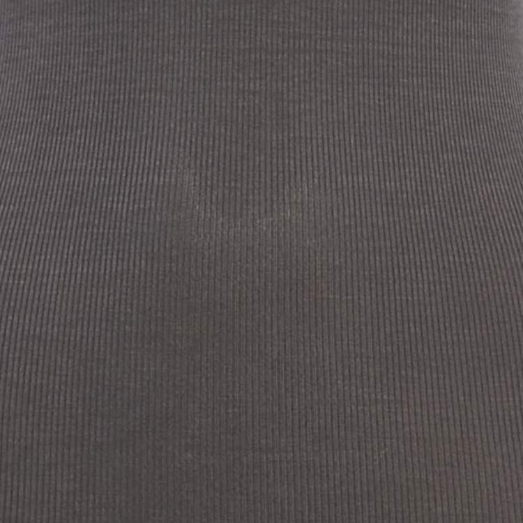 Pre Owned Enza Costa Grey Rib Knit Scoop Neck Maxi Dress S