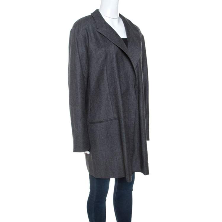 Pre Owned Equipment Charcoal Grey Wool Oversized Blazer S