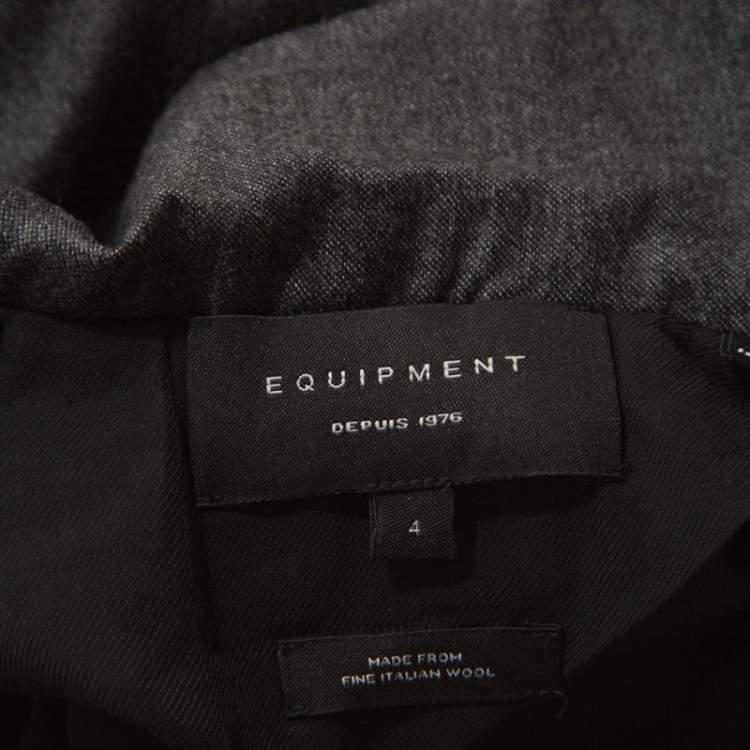 Pre Owned Equipment Charcoal Grey Wool Oversized Blazer S