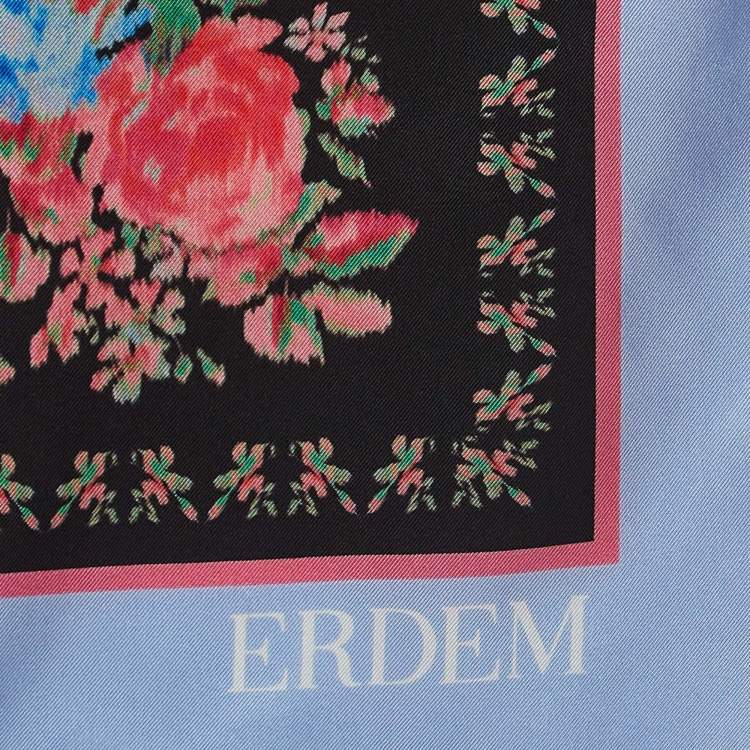 Pre Owned Erdem Multicolor Floral Print Silk Carrington Square Scarf S