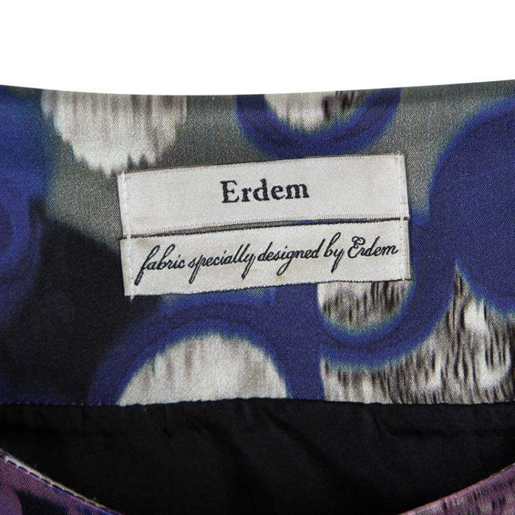 Pre Owned Erdem Multicolor Digital Printed Silk Sleeveless Dress M