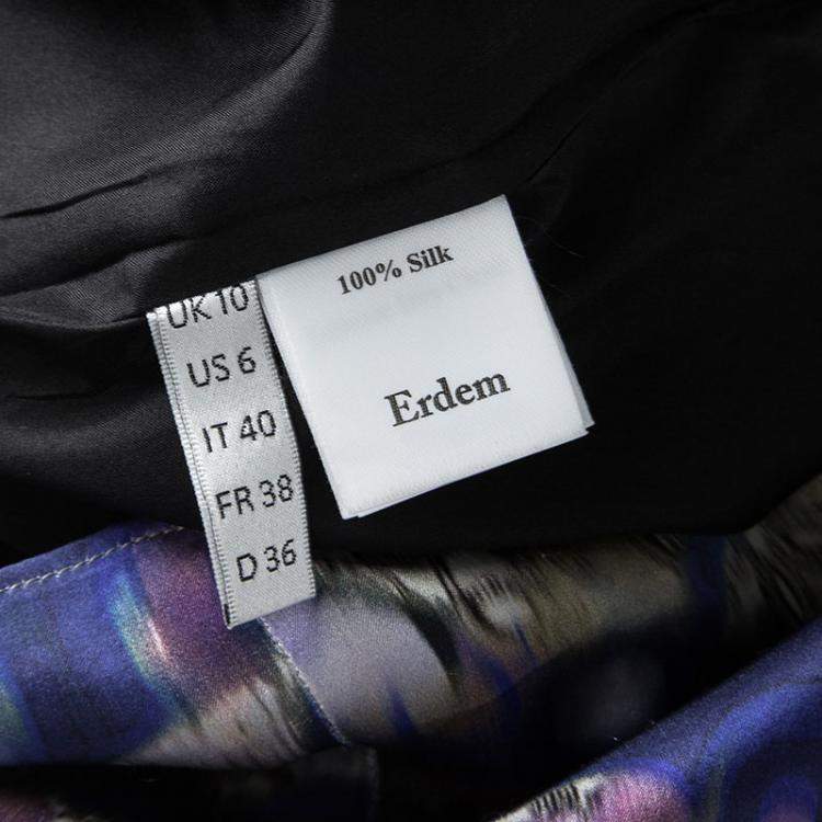 Pre Owned Erdem Multicolor Digital Printed Silk Sleeveless Dress M