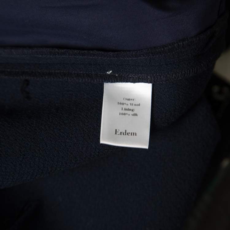 Pre Owned Erdem Navy Blue and Green Colorblock Wool Straight Fit Trousers S
