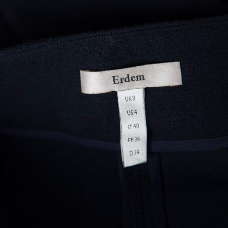 Pre Owned Erdem Navy Blue and Green Colorblock Wool Straight Fit Trousers S