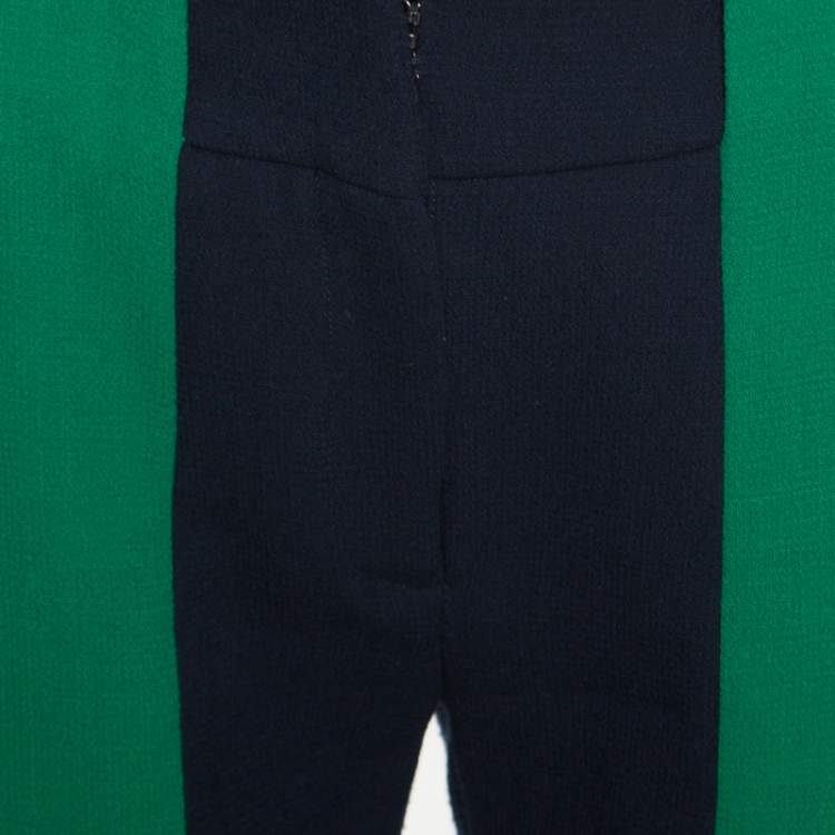 Pre Owned Erdem Navy Blue and Green Colorblock Wool Straight Fit Trousers S