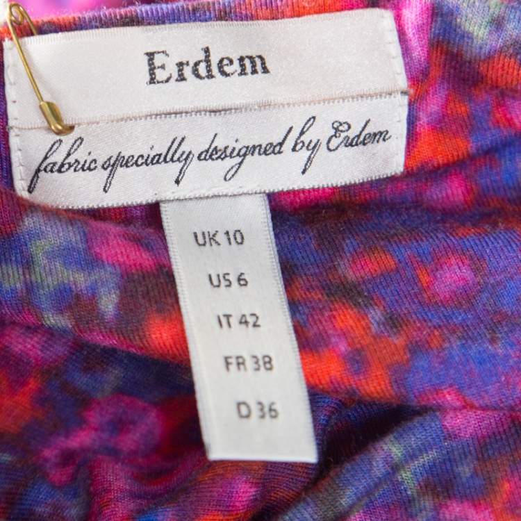 Pre Owned Erdem Multicolor Floral Printed Jersey Reese Dress M