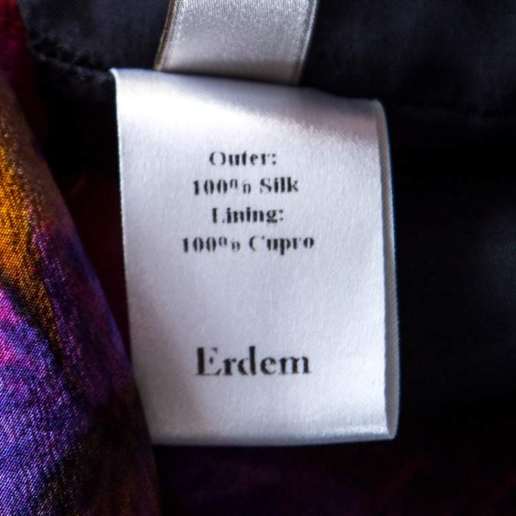 Pre Owned Erdem Multicolor Floral Printed Silk Belted Dress M