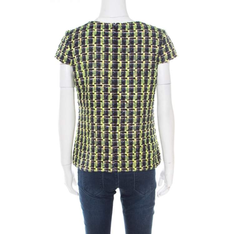 Pre Owned Erdem Multicolor Cap Sleeve Amanie Tweed Top M