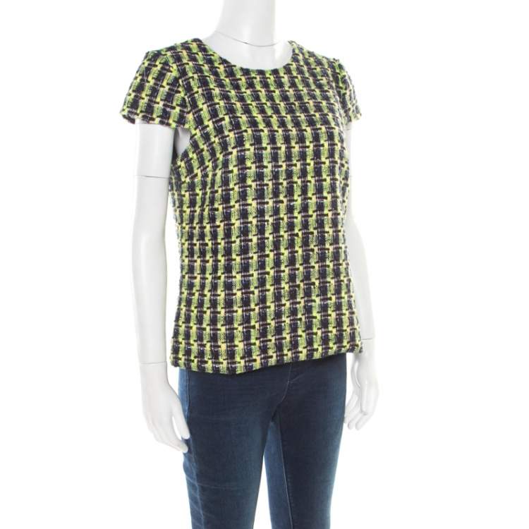 Pre Owned Erdem Multicolor Cap Sleeve Amanie Tweed Top M