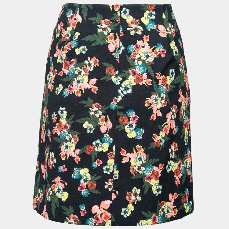 Pre Owned Erdem Multicolor Flower Garden Print Pleat Detail Calista Skirt S