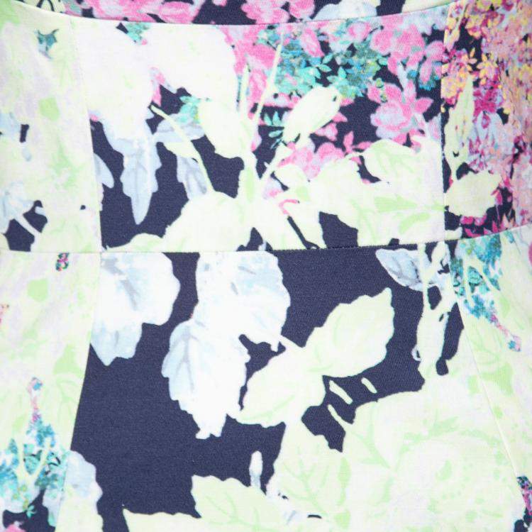 Pre Owned Erdem Multicolor Floral Print Cotton Blend Sleeveless Trina Sheath Dress S
