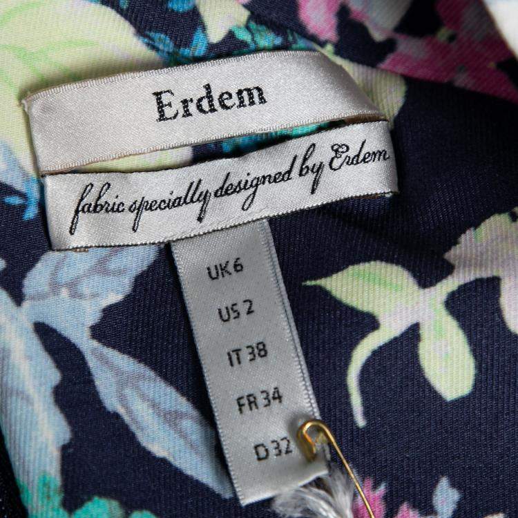 Pre Owned Erdem Multicolor Floral Print Cotton Blend Sleeveless Trina Sheath Dress S