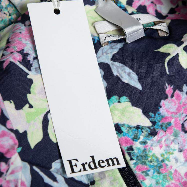 Pre Owned Erdem Multicolor Floral Print Cotton Blend Sleeveless Trina Sheath Dress S